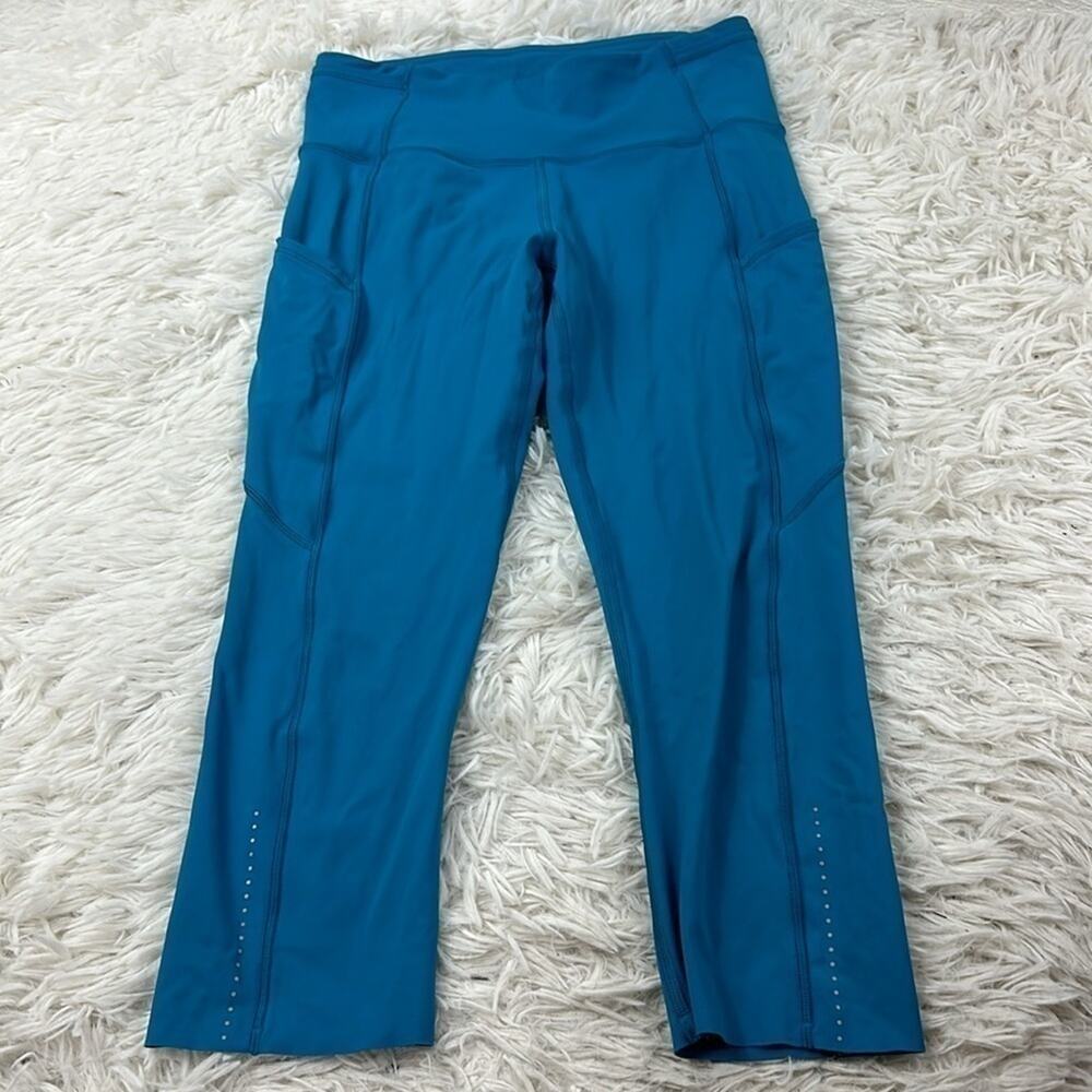 Lululemon Fast & Free Crop II *Nulux 19" Teal Blue